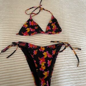 Bright Swimwear Floral Bikini Set with Tie Straps